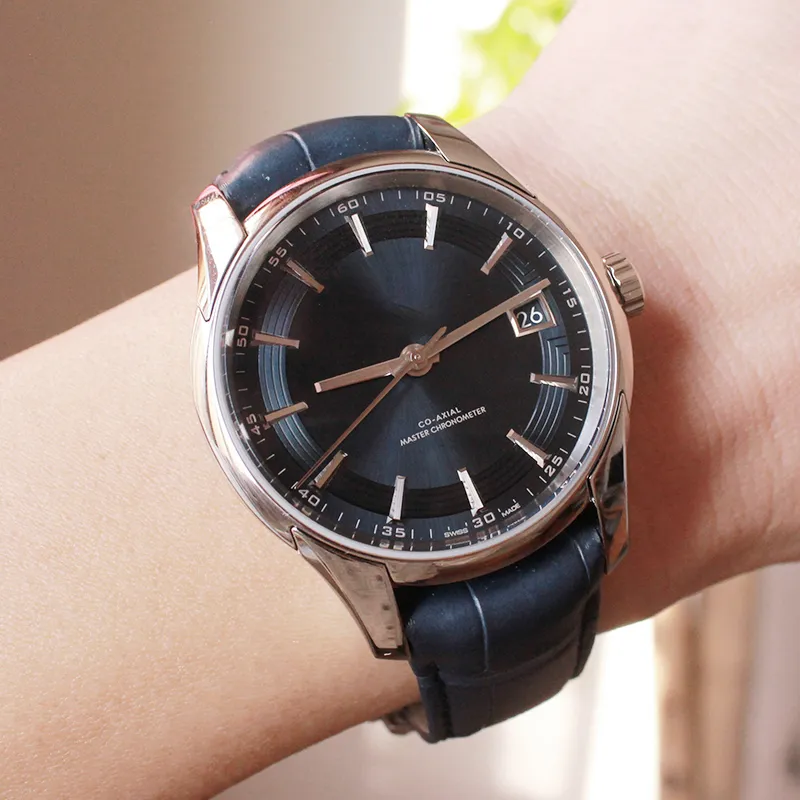 19mm 20mm 21mm 22mm Uhrenarmband Bands Mann Blau Schwarz Echtes Kalbsleder Uhrenarmbänder Armband Verschluss Schnalle für Omega 300m Planet-O280q
