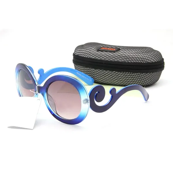 Fashion Retro Art Big Round Frame Sunglasses Top Quality Glasses Woman Summer Shades Colored UV400 With Box Cat Eye Decorative Mod341I