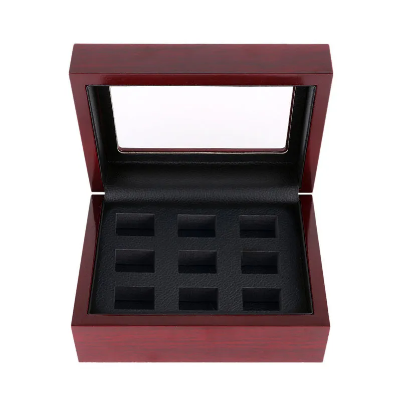 Красный, черный, деревянная коробка-органайзер из искусственной кожи, портативный 12x16x7 см, 2-9 отверстий, чехол для чемпионата, спортивное кольцо217b