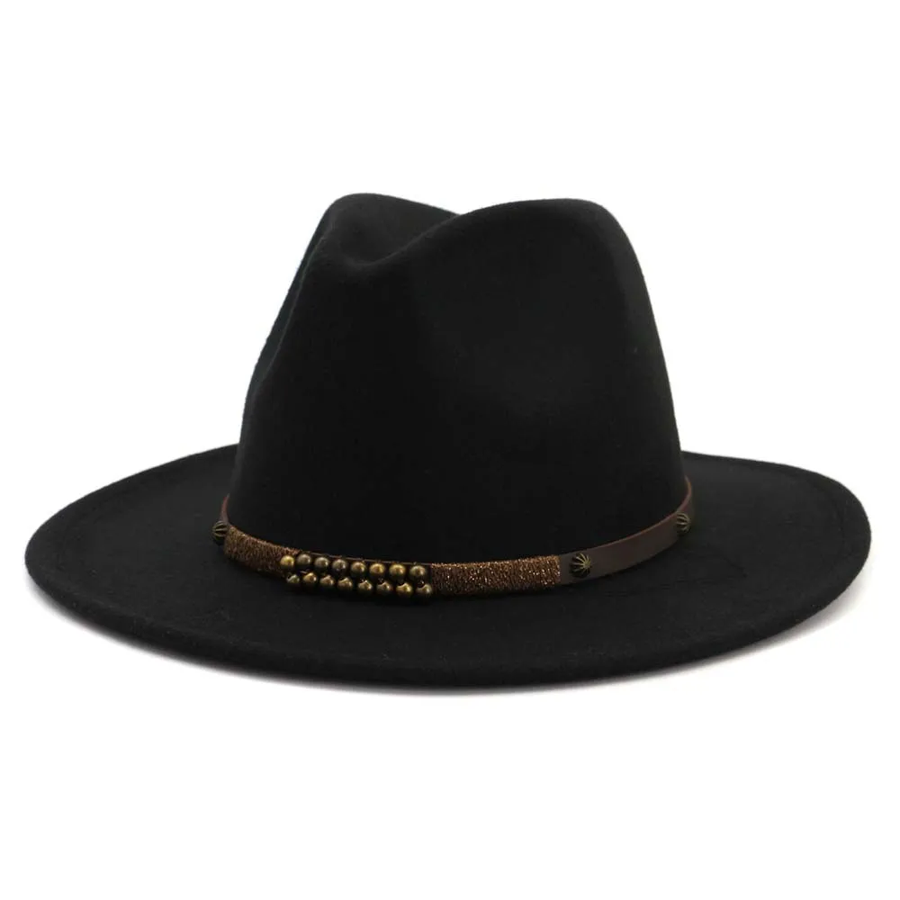 High-Q Wide Brim Wool Felt Jazz Fedora Hats for Men Women British Classic Trilby Party Formal Panama Cap Floppy Hat299k