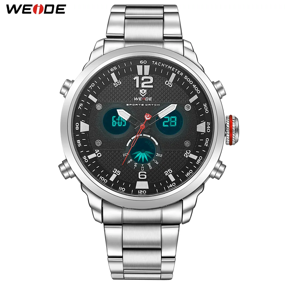 WEIDE hommes Sport haut de gamme marque mouvement à Quartz résistant à l'eau Relojes Hombre mode décontracté alarme numérique montre-bracelet Clock290D