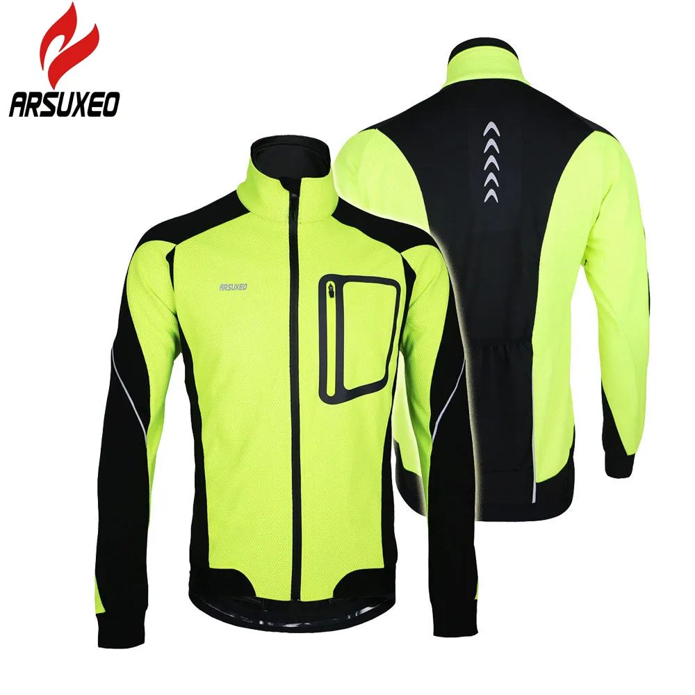 ロングスリーブ冬の温かいサーマルサイクリングジャケットArsuxeo Windproof Sport Sport Jacket Bicycle Clothing Cycling MTB Jersey245J