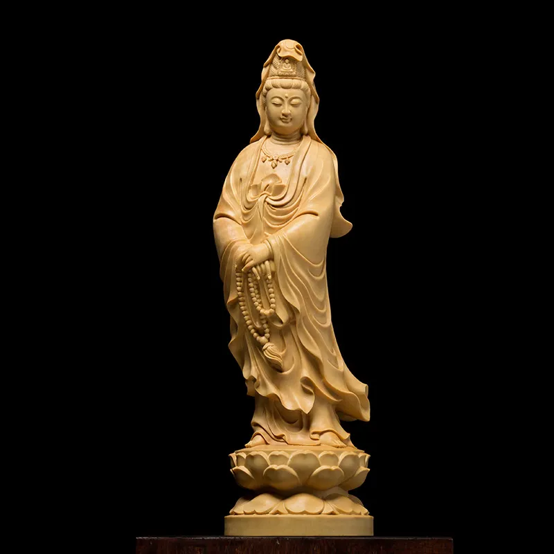 12cm chinese home decor wall sculpture Buddha statue Car wood god office accessories ation desk 210414