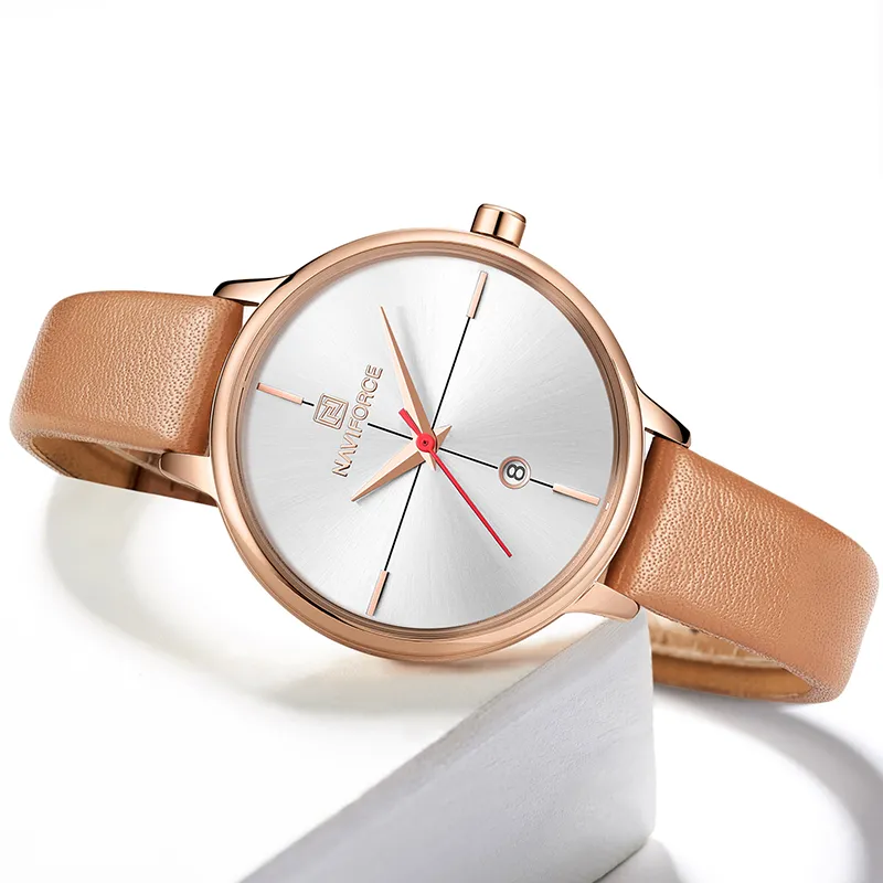 Naviforce Women's Watches Luxury Brand Fashion Leather Wrist Watch Ladies Thin Quartz Cloart Waterfroof Relogio Feminino for G311f