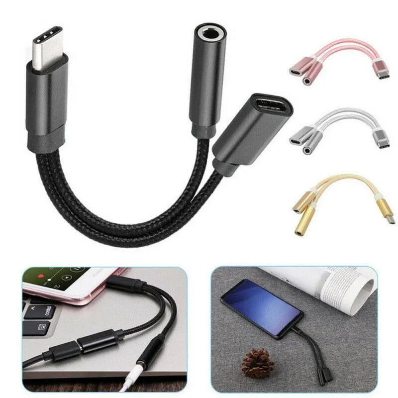 Convertisseur USB type-c 2 en 1, câble de chargement, 35mm, adaptateur pour écouteurs, pour Xiaomi, Huawei, Samsung1088297, nouveauté