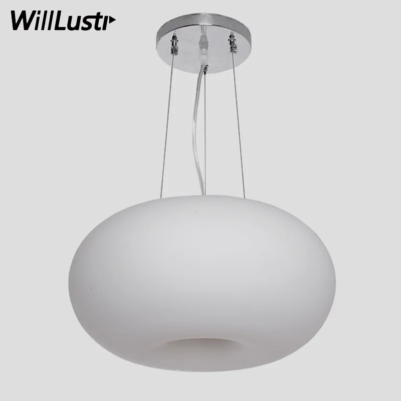 حليب الدونات الأبيض زجاج قلادة مصباح الطعام غرفة المعيشة مطعم El Bar Cafe Loft Bpple Donut Suspension Light217W