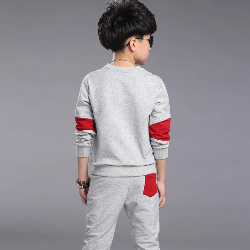 Мальчики Сета, осенние спортивные костюмы Big Boys Alphabet Boys Kids Sets Black Grey Color 4-12 14 AGES Одежда для девочек 10 12-летний T2001032656