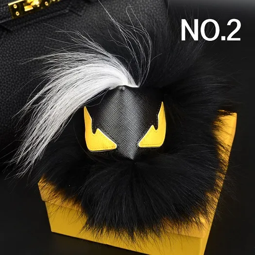 Fashion luxury designer cute lovely little moster hand made real fur leather handbag charms car keychains241A