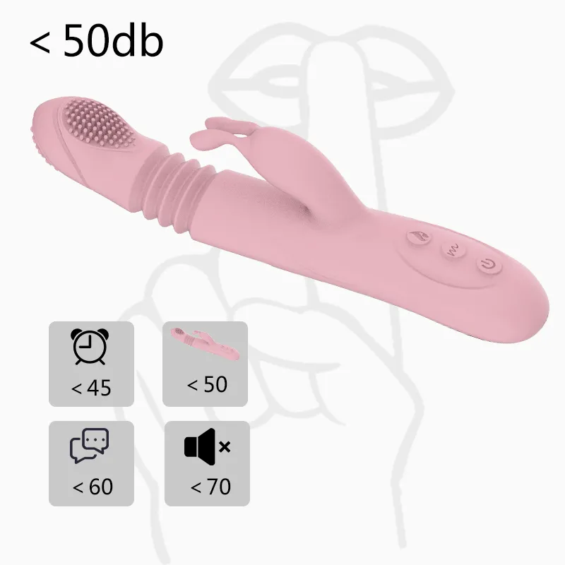 FLXUR Silicone Chauffage Télescopique Poussée Lapin Vibrateur Rotatif Gode Vibrateur G Spot Clitoris Stimulateur Sex Toy pour Femme Y201118