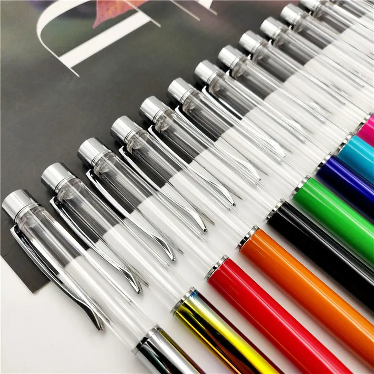 Creative Empty Tube Ballpoint Pen Self-filling Metal Crystal Ballpen With Roller Ball Pen Cute DIY Writing Gift DLH381