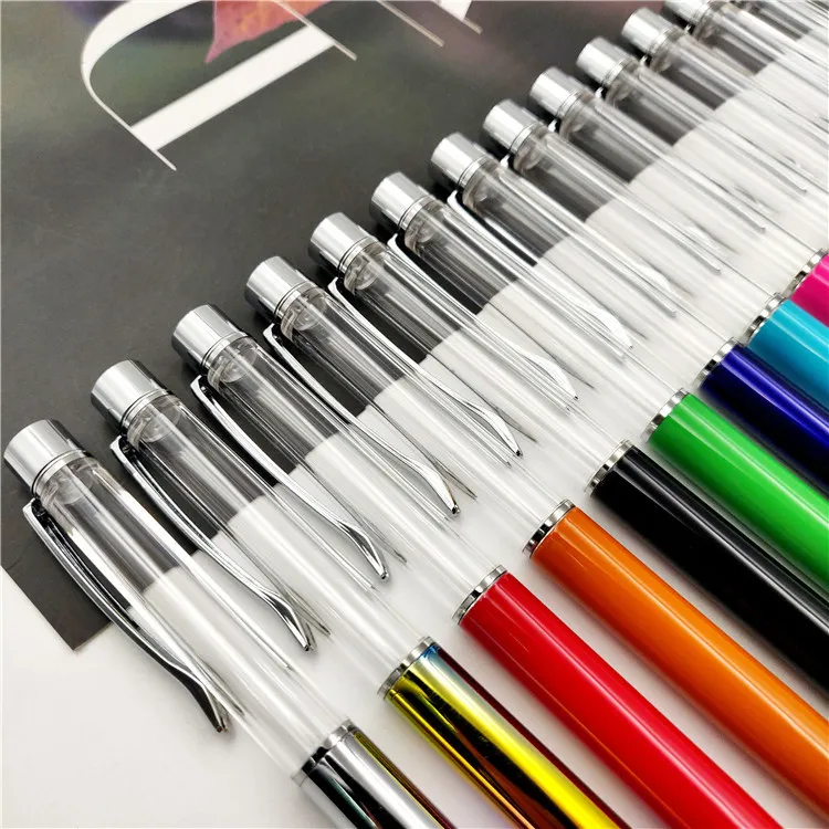 Kreativer leerer Rohr-Kugelschreiber selbstfüllender Metallkristall-Kugelschreiber mit Rollerball-Stift Nettes DIY-Schreibgeschenk DLH381