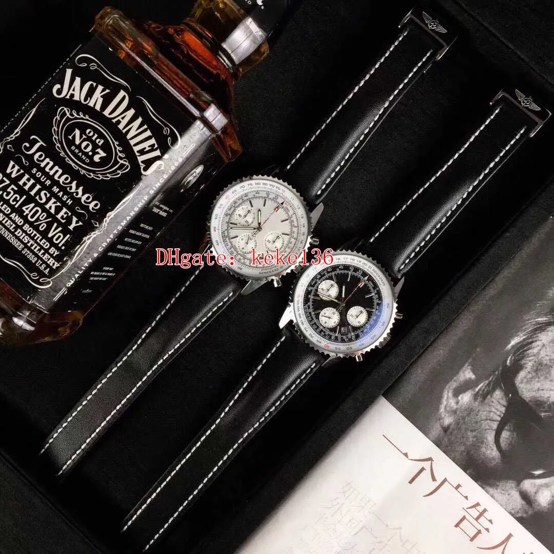 5 estilo mais vendido relógio de alta qualidade 46mm pulseira de couro de jacaré AB0441211B1X1 aço inoxidável VK cronógrafo de quartzo trabalhando Men265w