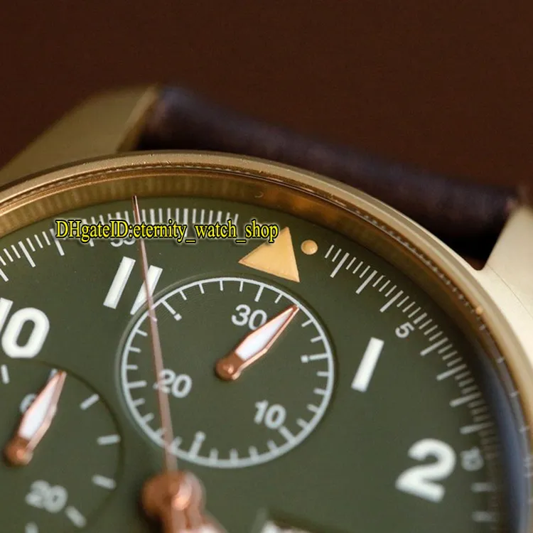 Neue ZF Top-Version Pilot Spitfire Fighter Series Bronzegehäuse 387903 Schwarzes Zifferblatt ETA A7750 Chronograph mechanische Herrenuhr Stopwat229k