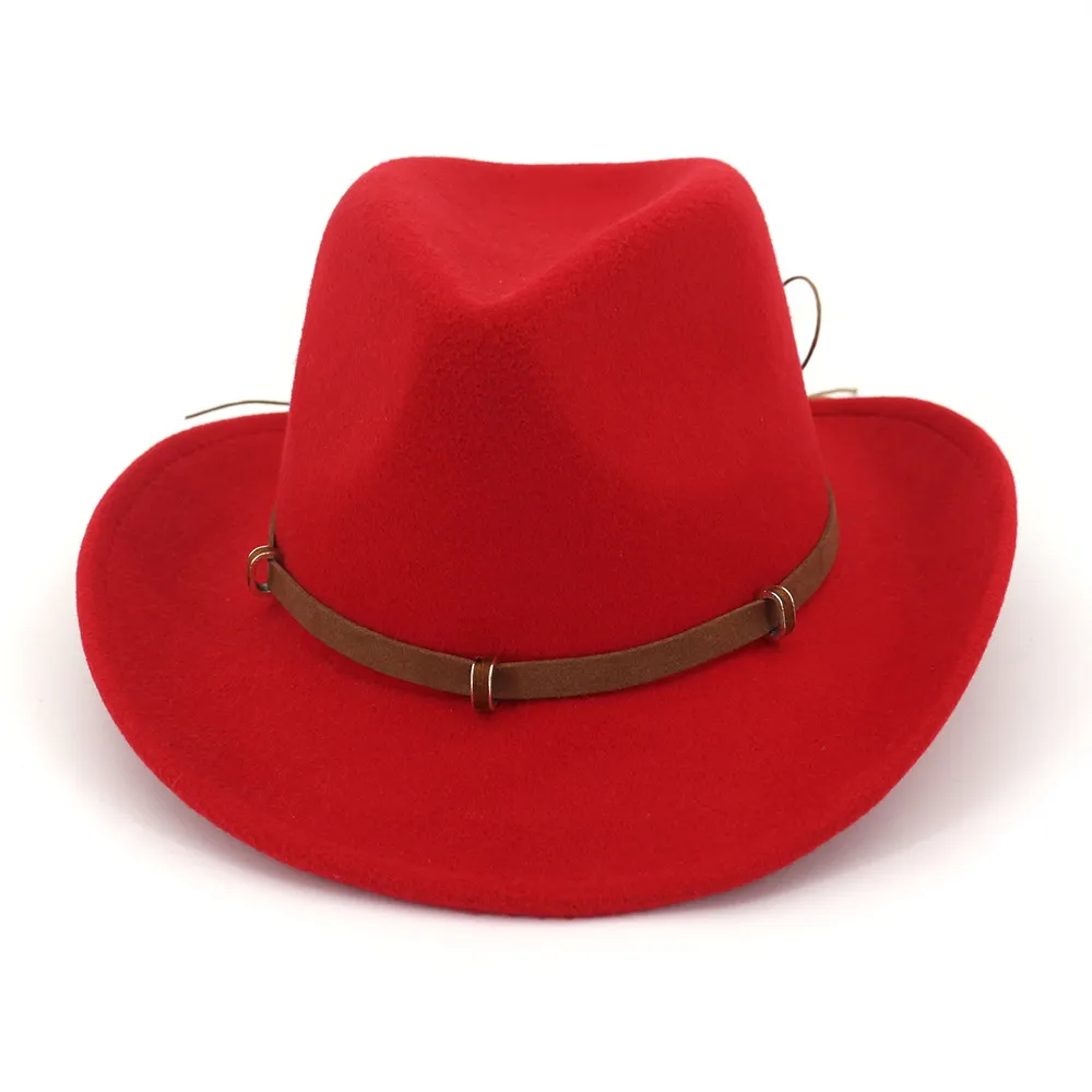 2019 Fashion Women Man Wool Fell Western Cowboy Hats Wide Rim Jazz Fedora Trilby Cap Paname Style Carnival Hat Floppy Cloche Cap314L