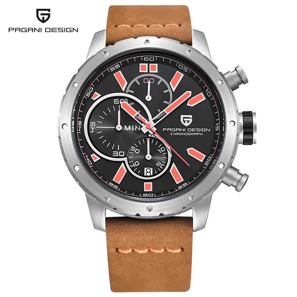 시계 남성 방수 크로노 그래프 스포츠 쿼츠 시계 럭셔리 브랜드 Pagani Design Military Wristwatches Clock Relogio Masculino252I