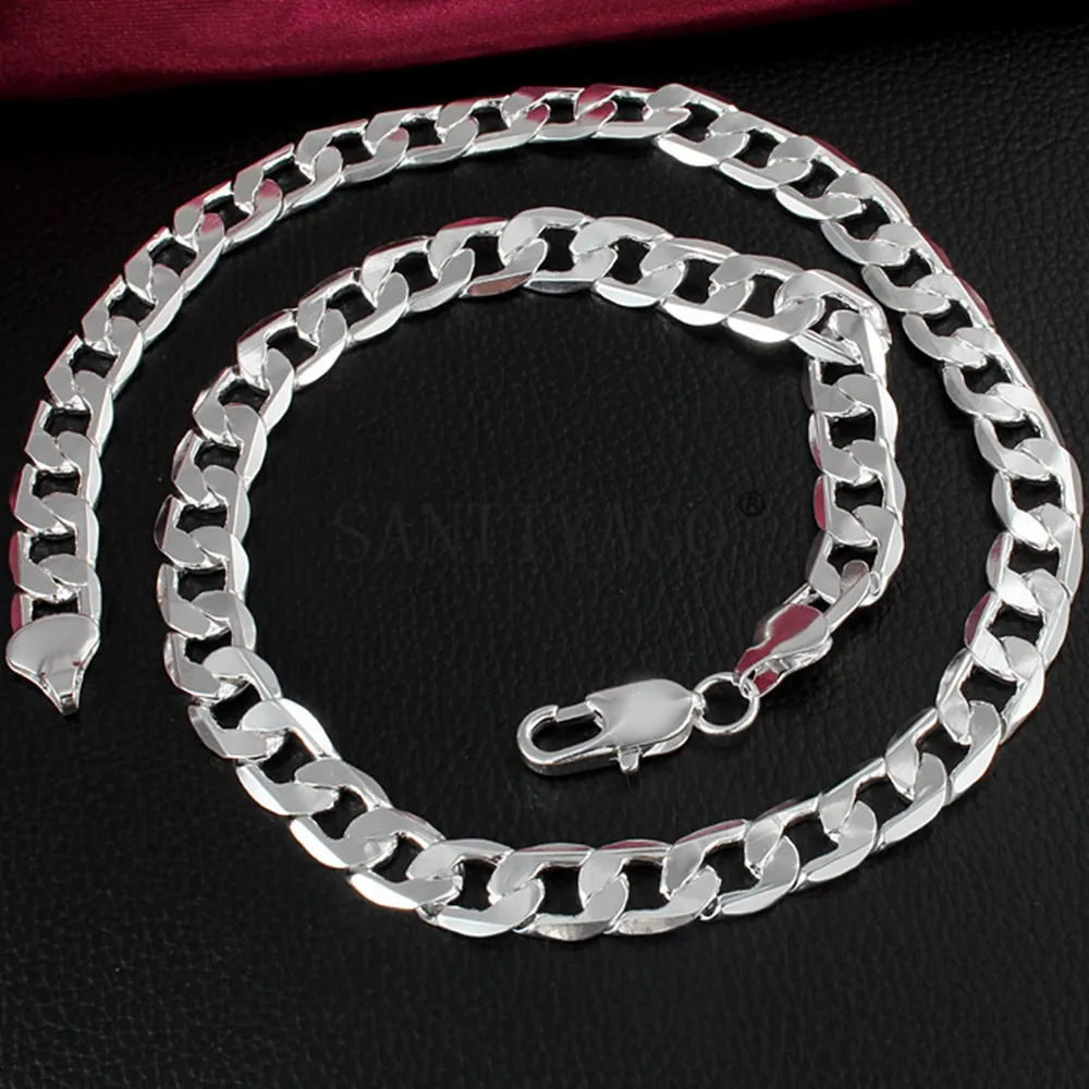 12mm Thick Heavy Chain Hip Hop Solid 18k White Gold Filled Mens Necklace 23 6 Inches209O