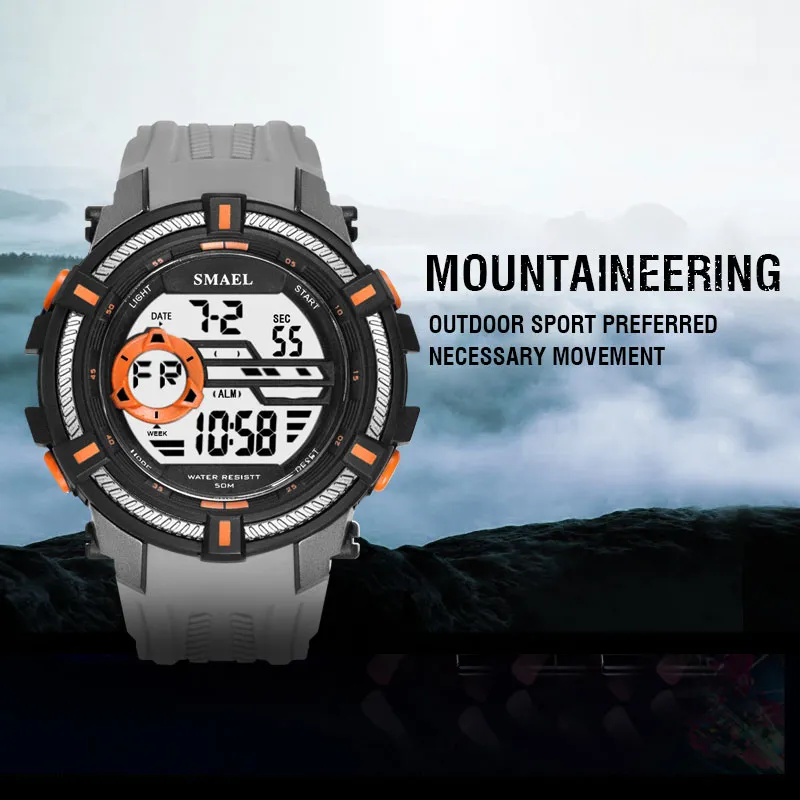 Sports Montre militaire Smael Cool Watch Men Big Dial S Relojes Hombre Hombre Casual LED Horloge1616 Digital Wrist Wristproof
