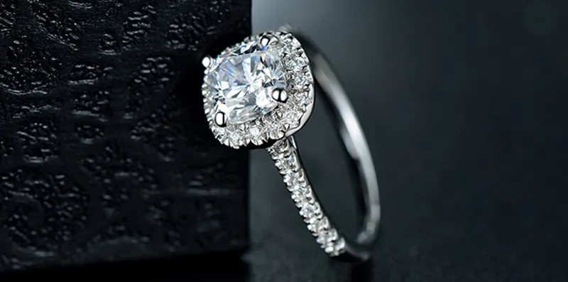 Yhamni ha inviato certificato di lusso 10 %% originale 925 argento 8 8mm 2 carati quadrati cristallo zircona anelli di nozze donne273v