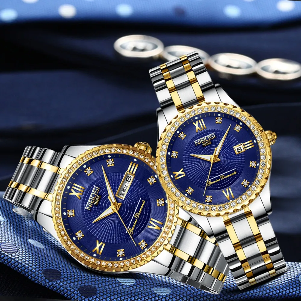 Cwp 2021 NIBOSI Orologi da donna Top Brand di lusso in oro Coppia Sport Orologio al quarzo Business Reloj Orologio da polso impermeabile Relogio Feminin284Z
