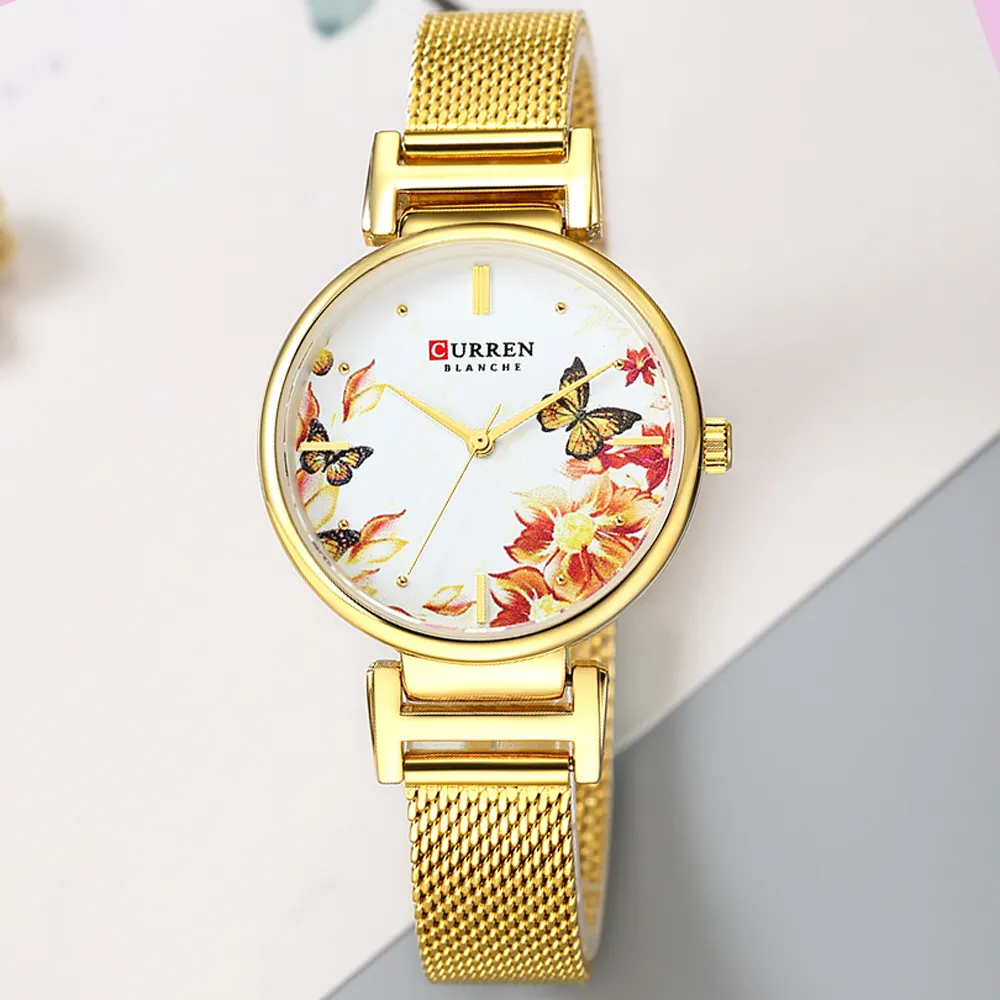 CURREN женские часы из нержавеющей стали, модные лучшие бренды, кварцевые женские наручные часы Баян Кол Саати 9053, женские красивые часы Gift240g