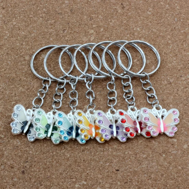 MIC Mix Color Fashion DIY Material Accessories Set Auger Drip Oil Alloy Butterfly Belt Chains key Ring 003555260m
