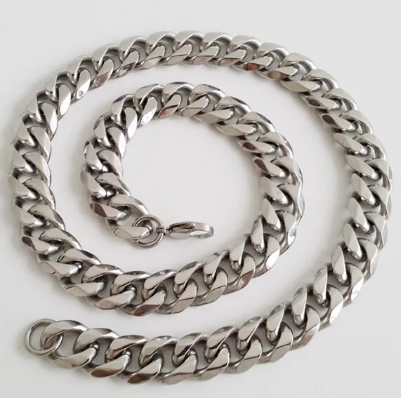 15 mm riesige, schwere 18–40 Zoll reine kubanische Panzerkette aus Edelstahl, Silber, solide Gliederkette, Schmuck für Herrengeschenke, hohe Qualität325j