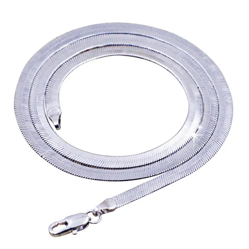 2021 Unisex Flat Snake Bone Chain Necklace 45cm 50 cm Blade Choker voor vrouwen Men 925 Zilveren sieraden San3218m