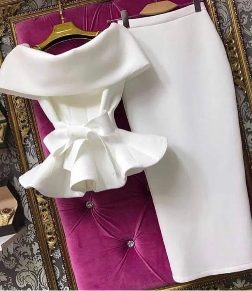 Moda Kadınlar Elbise Seksi Elbise Iki Parçalı Elbise Vintage Yaz Beyaz Pembe Straplez Omuz Kapalı Lotus Yaz Akşam Parti Y190514 Giymek