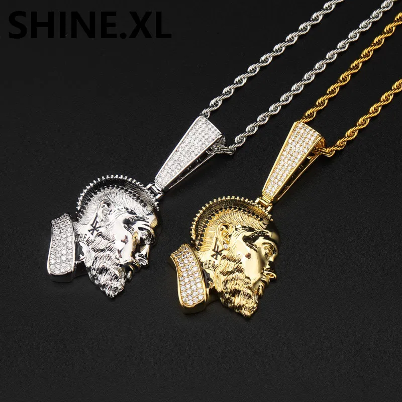 Nipsey Hussle Men's Skull Pingente Colar Iced Out Chain Gold Gold Silver Silver Cubic Zirconia Hip Hop Rock Jewelry217J
