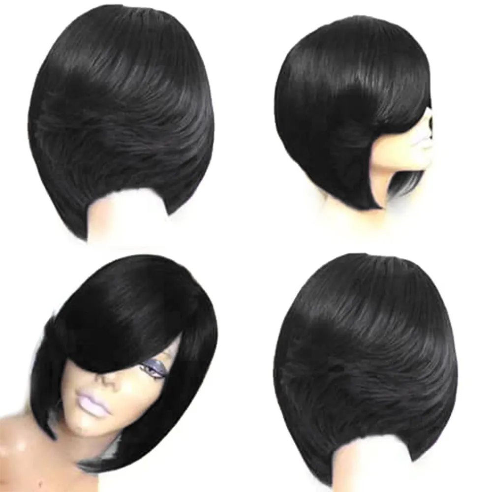 2020 Hot selling Wig European and American Women's Fashion Realistic Natural High Temperature Silk Short Straight Hair Wig Headgear