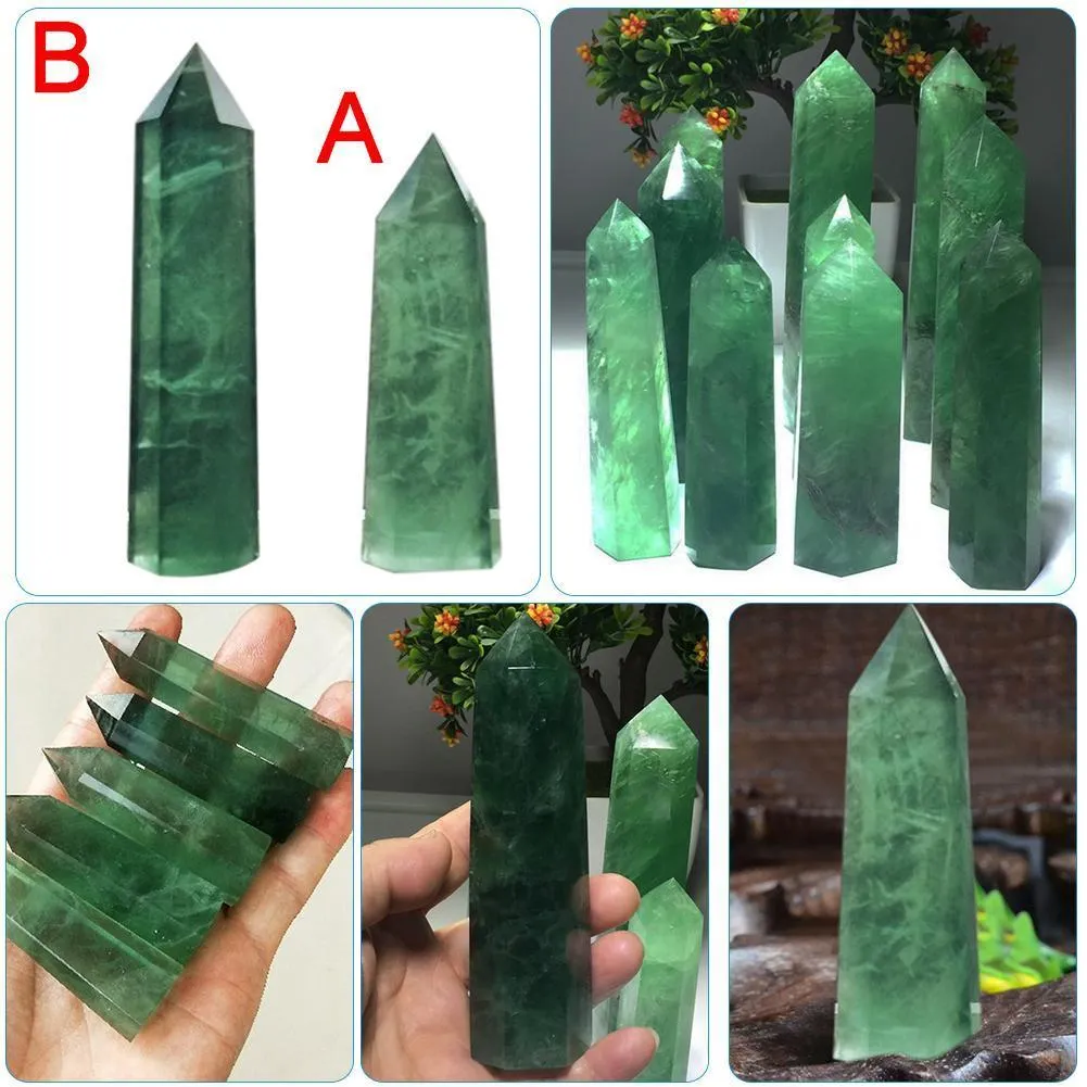 100% Naturel Fluorite Quartz Cristal Vert Rayé Fluorite Point Guérison Baguette Hexagonale Traitement Pierre Décoration De La Maison C19021601316L