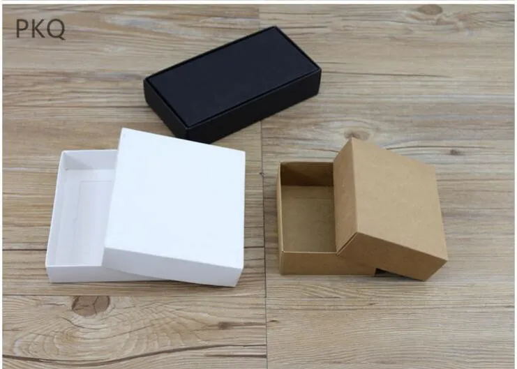 10 أحجام Kraft Black White Cardboard Box مع Lid Kraft Paper فارغة Carton Box DIY Craft Gift Boxes274i