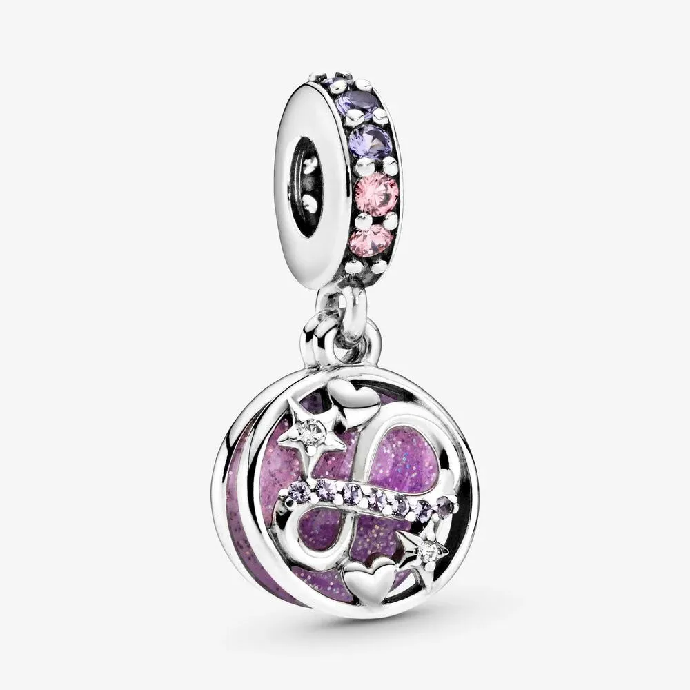 Nieuwe Collectie 925 Sterling Zilver Fonkelende Infinity Heart Dangle Charm Fit Originele Europese Bedelarmband Mode-sieraden Accesso2668