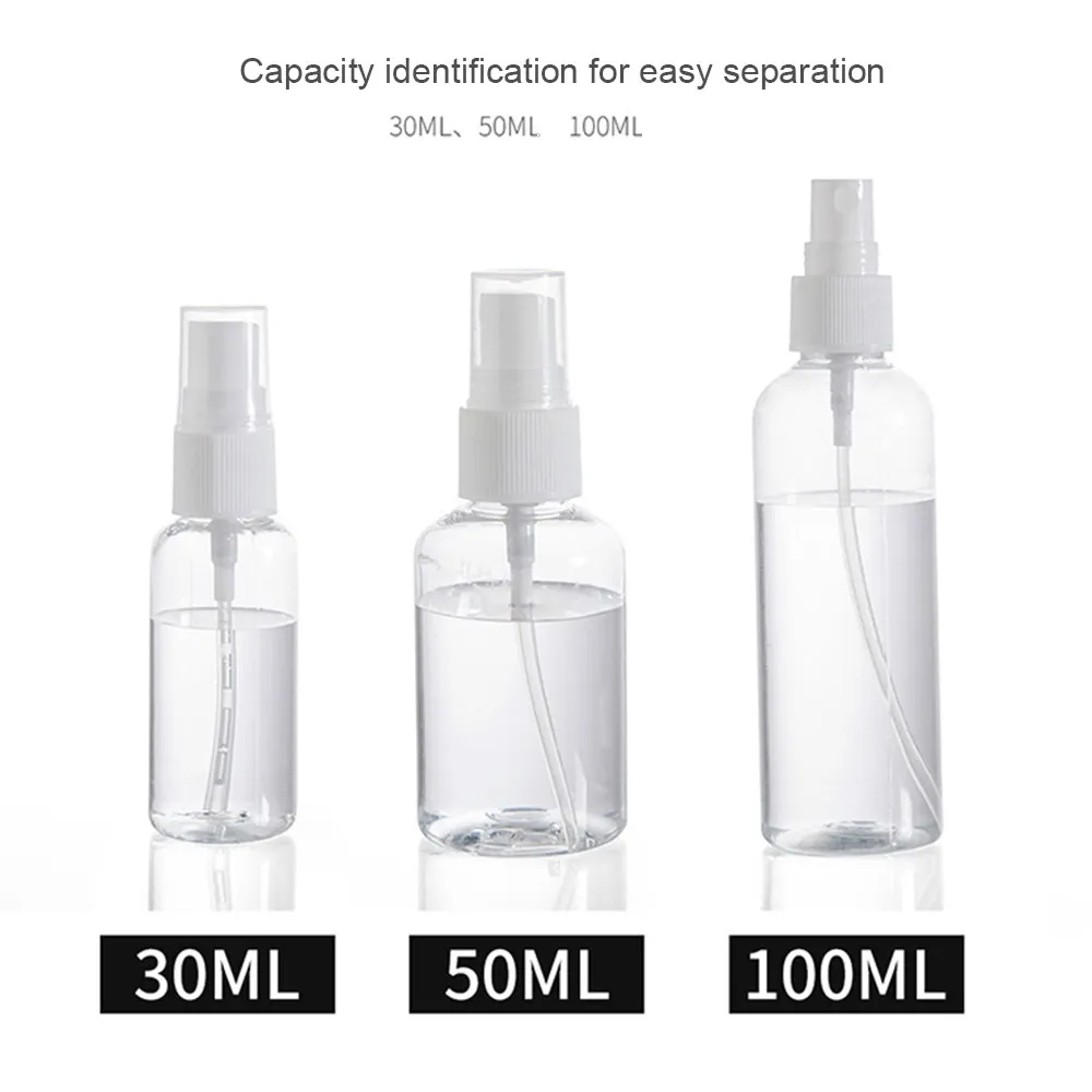 スプレーボトル34oz 100mlポータブルファインミストミストトラベルボトルスモールペットプラスチック補充可能な液体コンテナ8906044