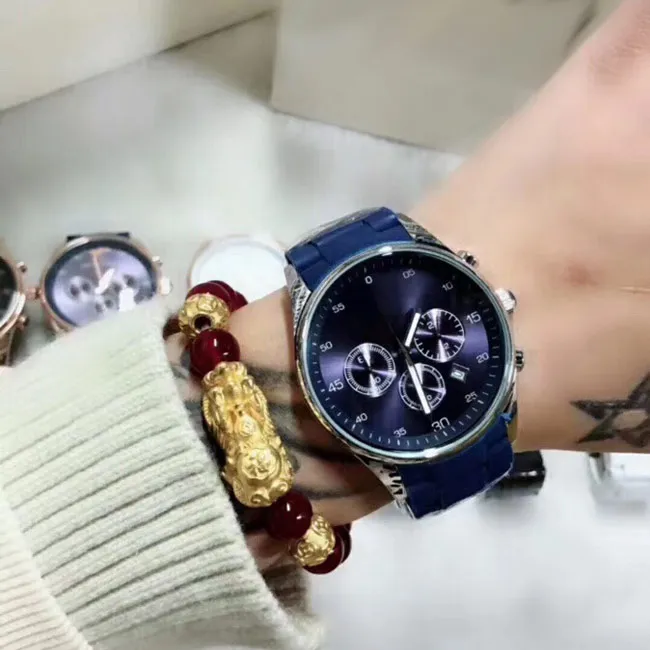 모든 작은 다이얼 작업 작업 럭셔리 남성 시계 최고의 브랜드 디자이너 스톱워치 쿼츠 손목 시계 남자 선물 발렌타인 데이 Presen246L