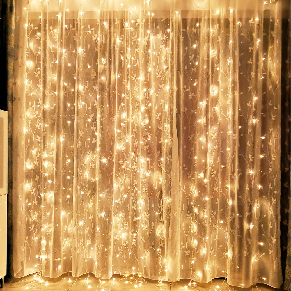 2x2 3x1 3x2 3x3 6x3m led string lightsクリスマスフェアリーライトガーランド屋外の家庭内カーテンガーデン装飾2364