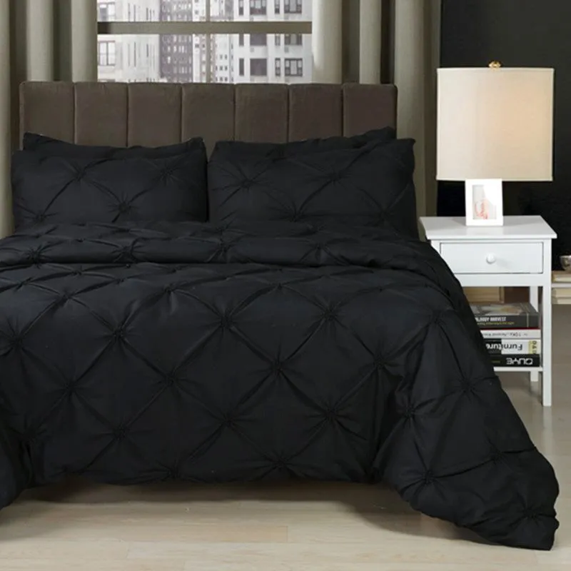 Conjuntos de cama novo 3 pçs preto 4 tamanho folha capa edredão conjuntos presente capa edredão fibra poliéster casa el286k