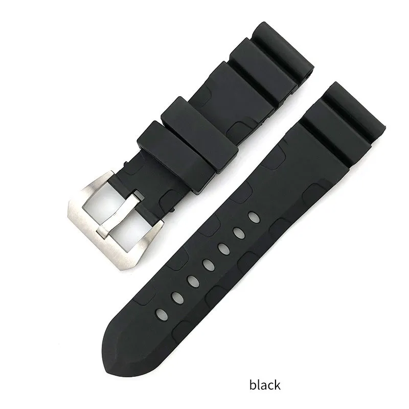 24 26mm Buckle 22mm Men Watch Bands Black Grey Orange Green Diving Silicone Rubber Strap Sport Bracelet Stainless Steel Pin Buck2835