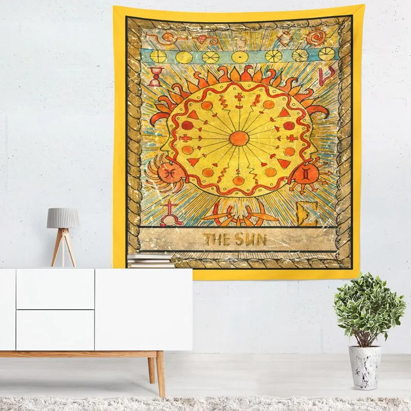 Europese tarot tapijt astrologie muur opknoping decoratie doek zon maan ster tenture muurschildering moderne kamer slaapzaal decor290j