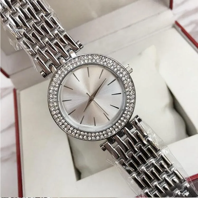 Fashion Women Fashion Women Watch With Full Diamond Yellow Gold Rose gold silver back Color Rhinestone Steel Bracelet Chain Lady W250g