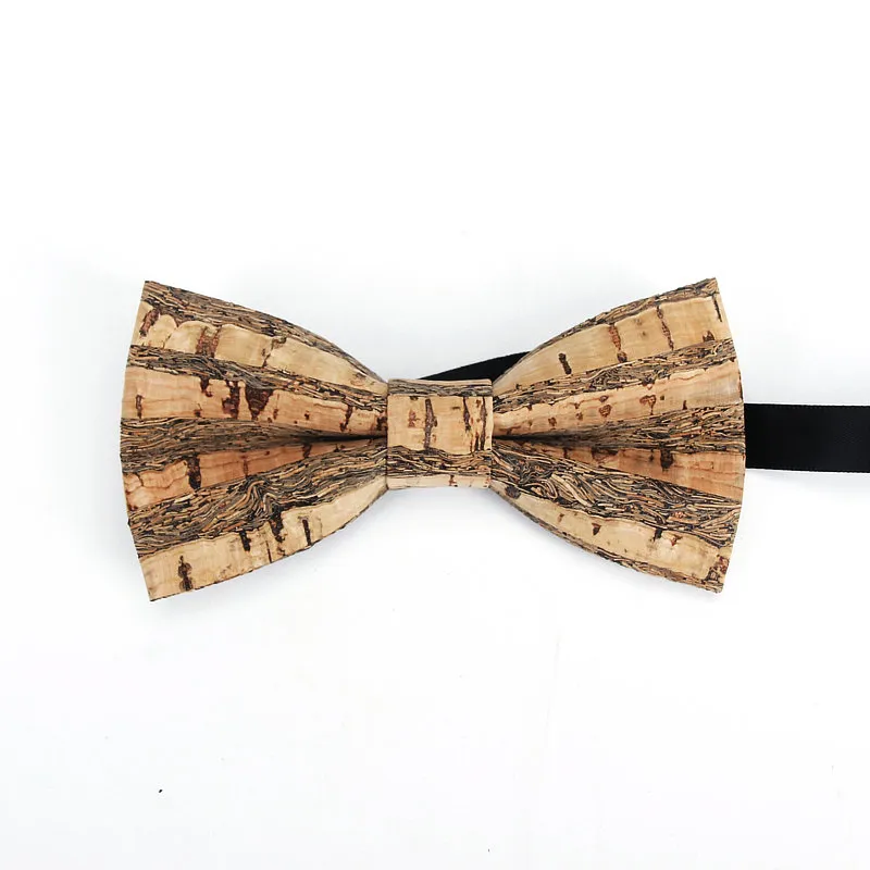 Nœud papillon en bois de liège pour hommes, tout nouveau, à rayures en bois, à carreaux, fait à la main, accessoires de fête de mariage, Neckwear264P