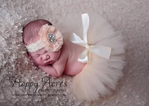 Ensembles de vêtements pour nouveau-nés Jupe Tutu avec bandeau à fleurs assorti Superbe bébé Photo Prop fille ensemble de vêtements