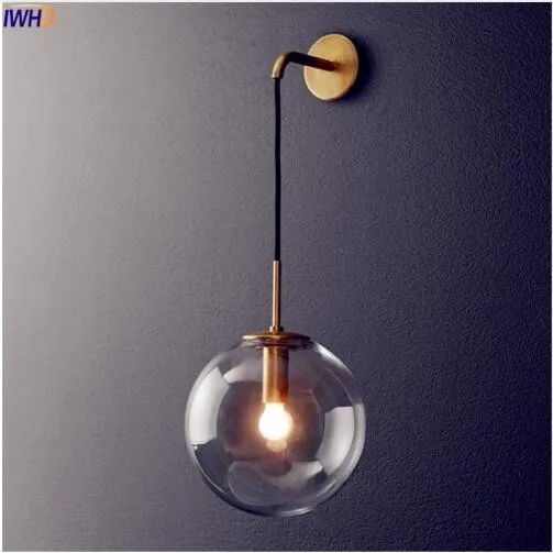 Nordic moderno conduziu a lâmpada de parede bola vidro espelho do banheiro ao lado americano retro luz arandela wandlamp aplique murale2386