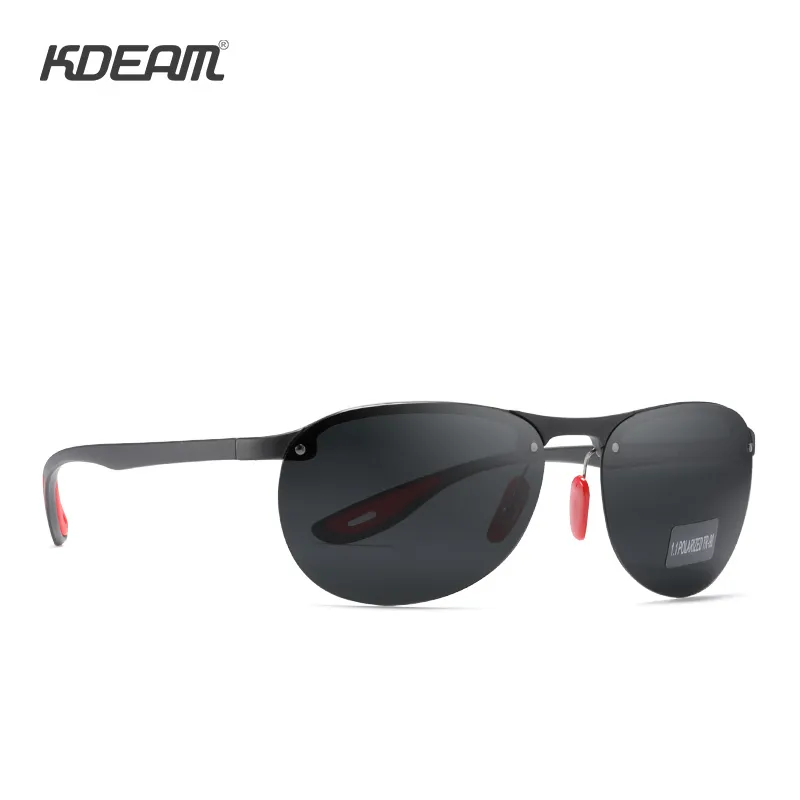 KDEAM Rimless Oval Men's Sunglasses Polarized TR90 Material Frame TAC Polarization Lense Soft Rubber Foot Cover CX200706294x