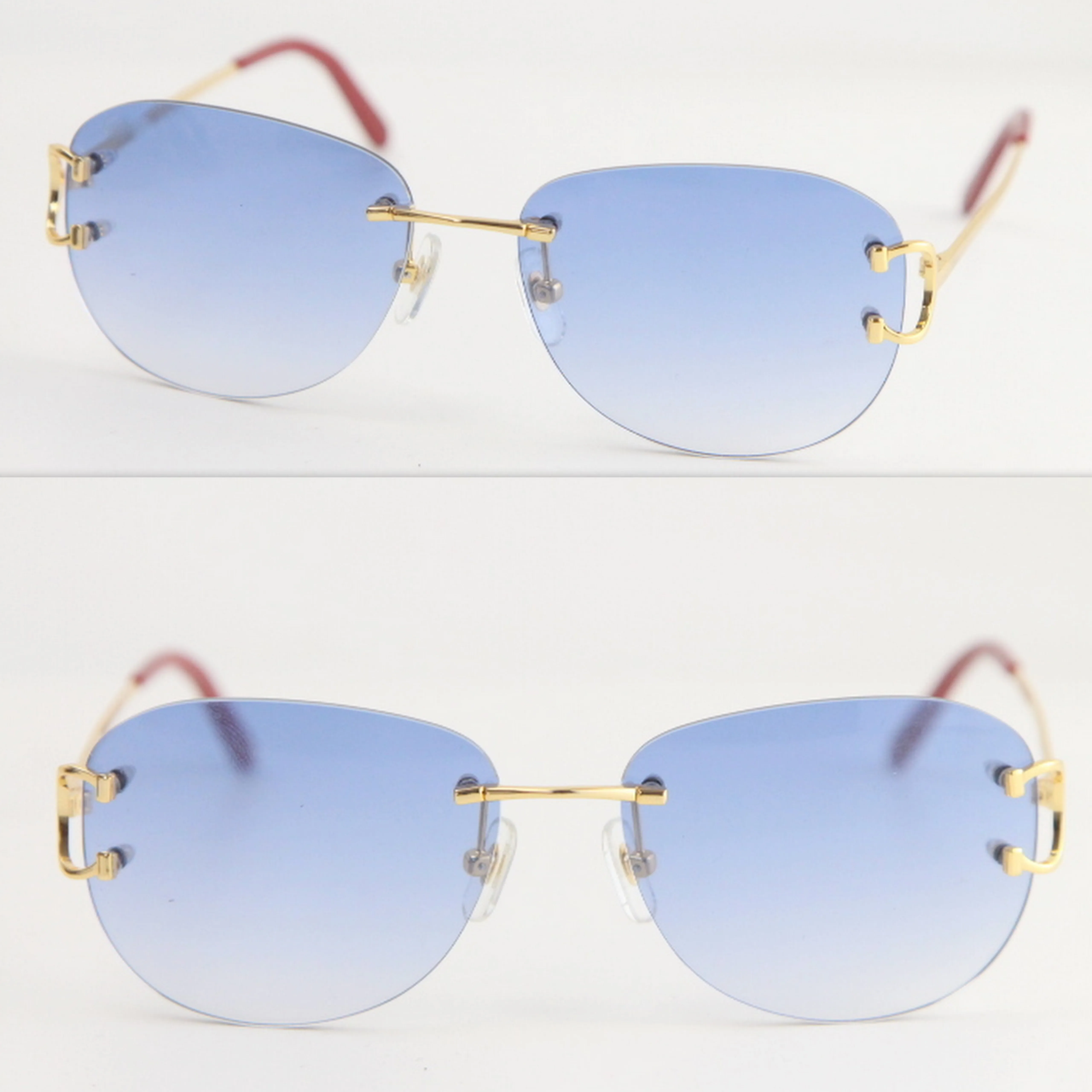 Whole Selling UV400 Protection 4193828 Rimless Sunglasses fashion men Woman sport glasses outdoors driving gold metal frame Ey197U