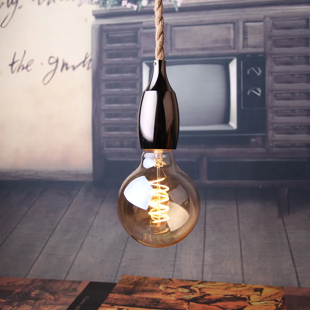Подвесные светильники из скандинавской пеньковой веревки, светильник E27, светодиодный современный креативный подвесной светильник, промышленный ретро-лампен «сделай сам», для спальни, гостиной, H281a
