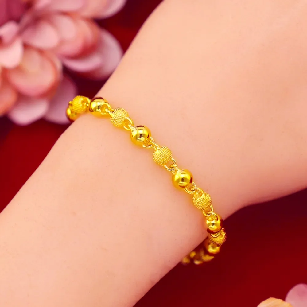 Handledskedjan armband länk pärlor 18k gult guldfyllda mode kvinnor mens armband kedja klassisk stil gåva208a