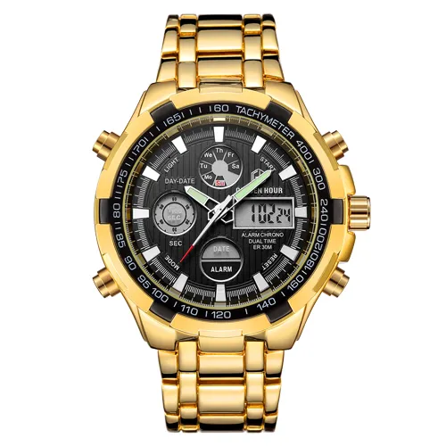 Reloj Hombre GOLDENHOUR Orologio da uomo al quarzo nero zegarek meski Orologi da polso digitali Sport militare Orologi maschili Relogio Masculino259s