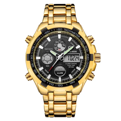 Reloj Hombre GOLDENHOUR Zwart Quartz Herenhorloge zegarek meski Digitale Horloges Militaire Sport Mannelijke Klokken Relogio Masculino295e