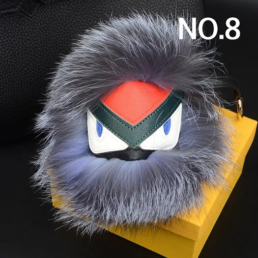 Fashion luxury designer cute lovely little moster hand made real fur leather handbag charms car keychains2626